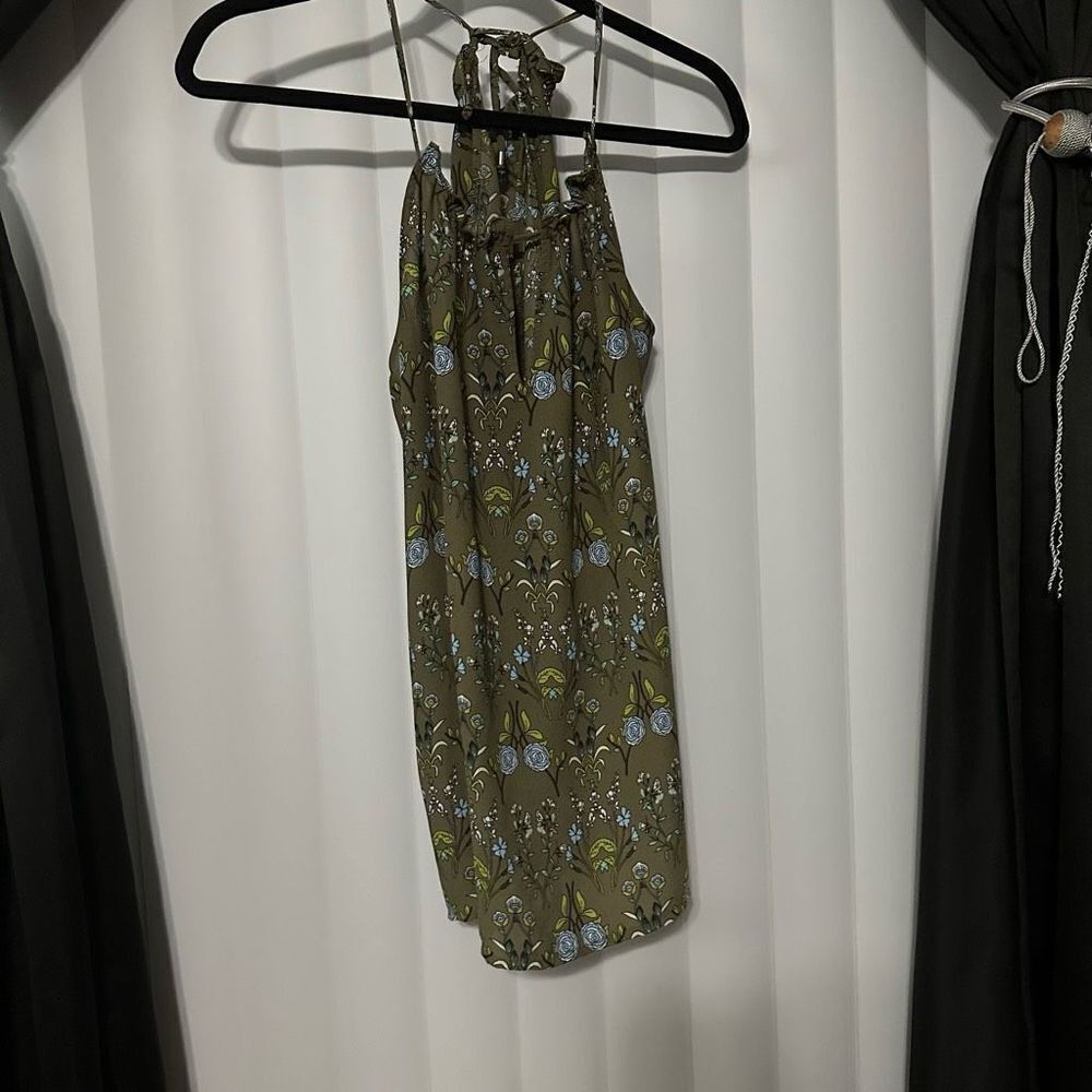 spaghetti strappy olive multi colored tank top 100% Polyester